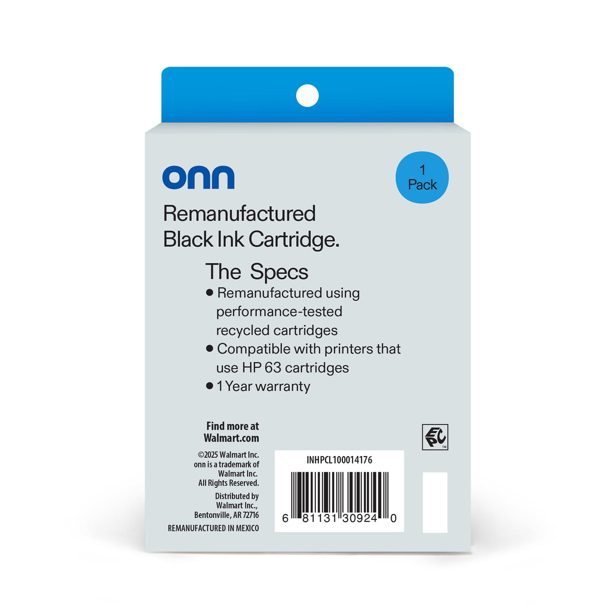 onn HP 63 Black Printer Ink Cartridge. (Remanufactured)