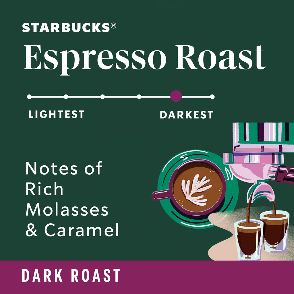 Starbucks Espresso Roast Ground Coffee. Dark Roast. Hot or Iced Coffee. 18 oz