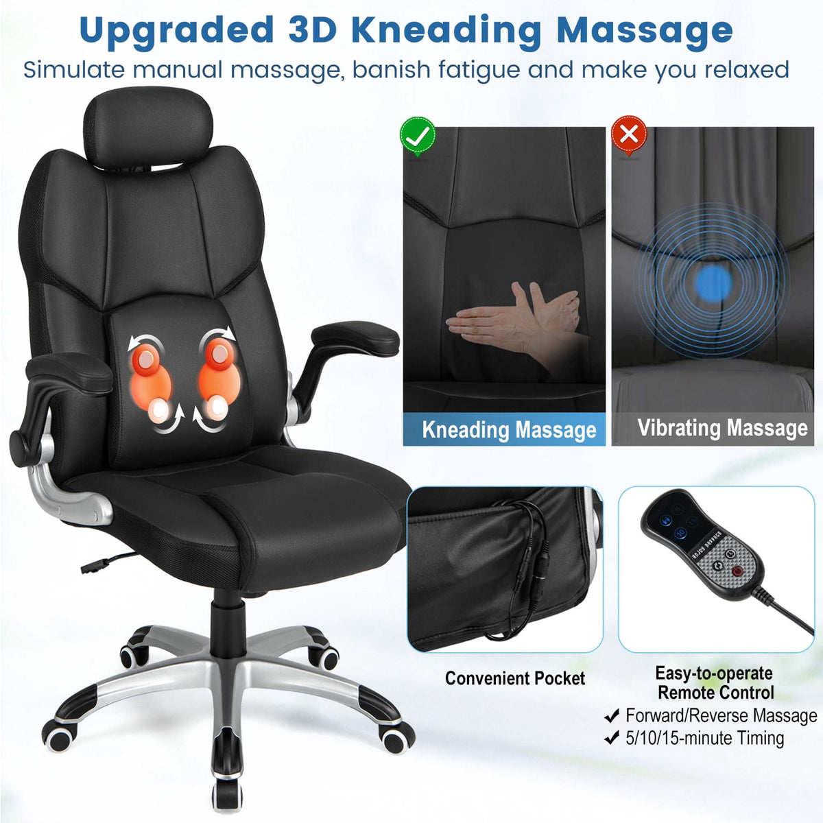 Costway Desk Chairs Executive Collection Adult Leathaire Relaxation and Comfort Desk Chair Type Items Included Black Set of 1