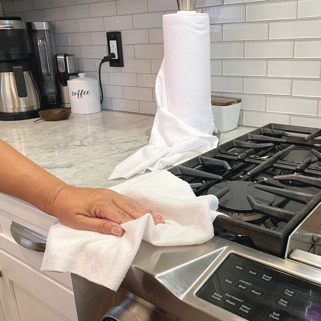 Tear-N-Clean Reusable Microfiber Cleaning Towels on a Roll. 50 Count. White