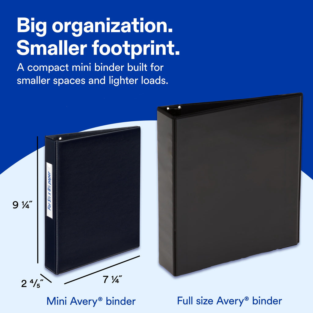 Avery Mini Binder. 2 Round Rings. Black