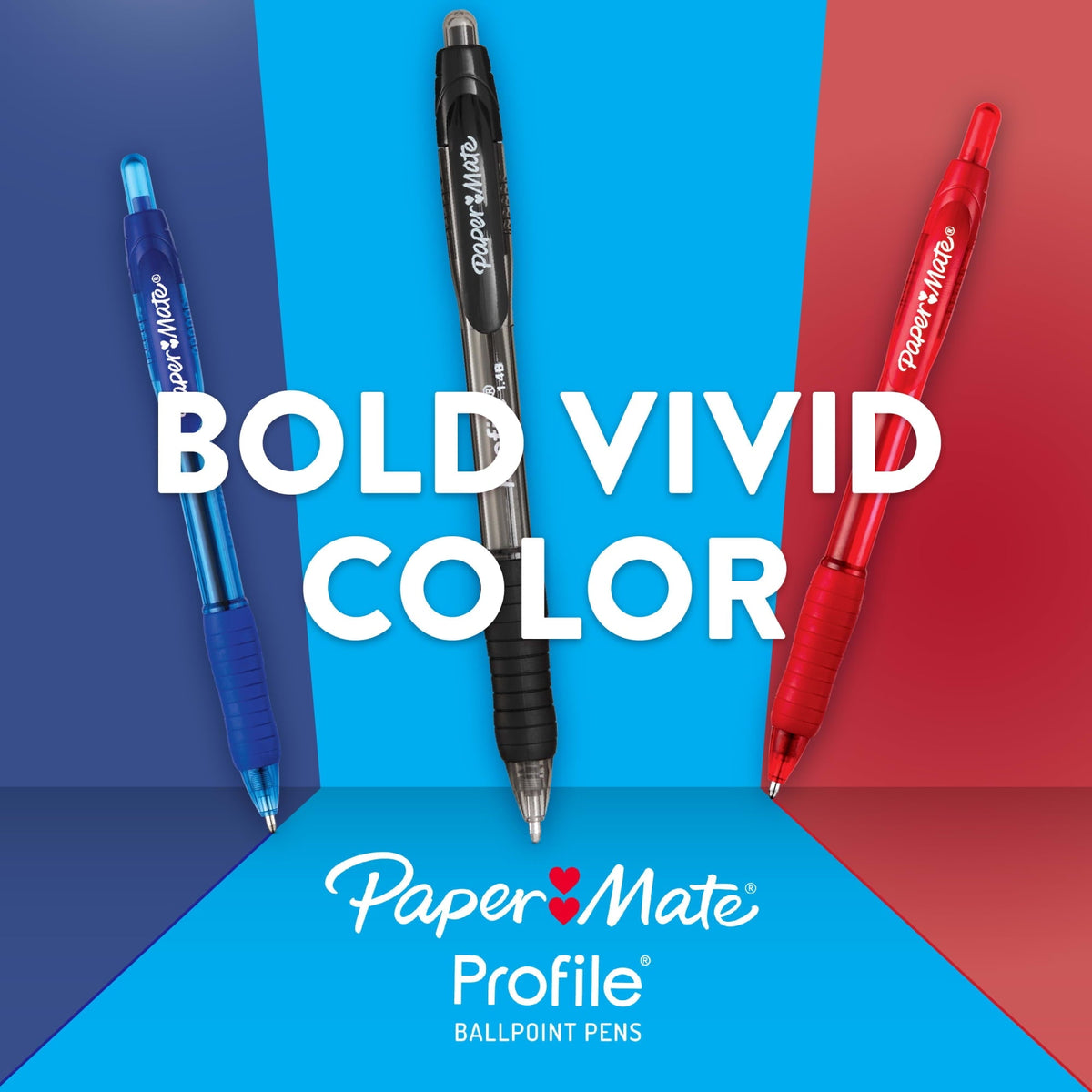 Paper Mate Profile Retractable Ballpoint Pens. 1.4 mm Bold Point. Black. 8 Count