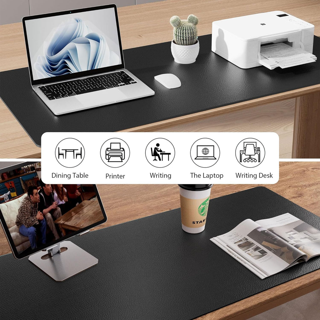 Aothia Leather Office Desk Pad Protector. Non-Slip PU Leather Desk Blotter. Waterproof Laptop Writing Mouse Pad for Office and Home. Black. 31.5 x 15.7