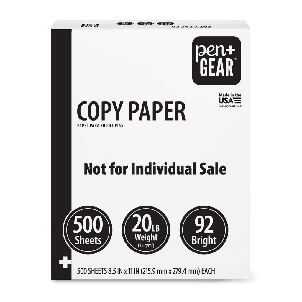 Pen+Gear Copy Paper. 8.5 x 11. 92 Bright. 20 lb. White. 8-Ream Case (4.000 Sheets)