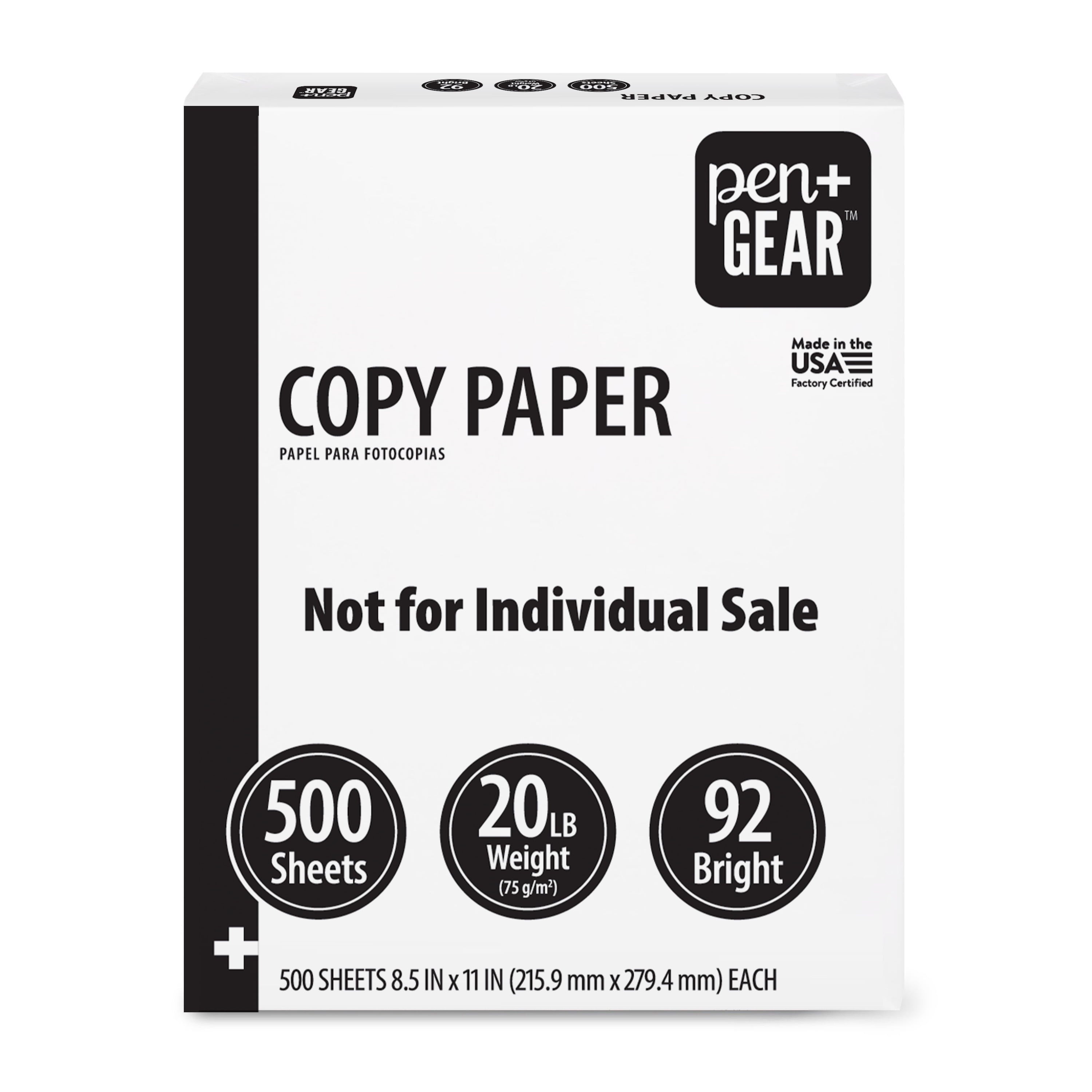 Pen+Gear Copy Paper. 8.5 x 11. 92 Bright. 20 lb. White. 8-Ream Case (4.000 Sheets)