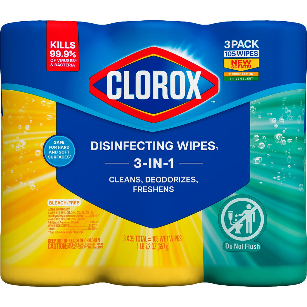 Clorox Bleach-Free Disinfecting and Cleaning Wipes. 35 Count Each. 3 Pack