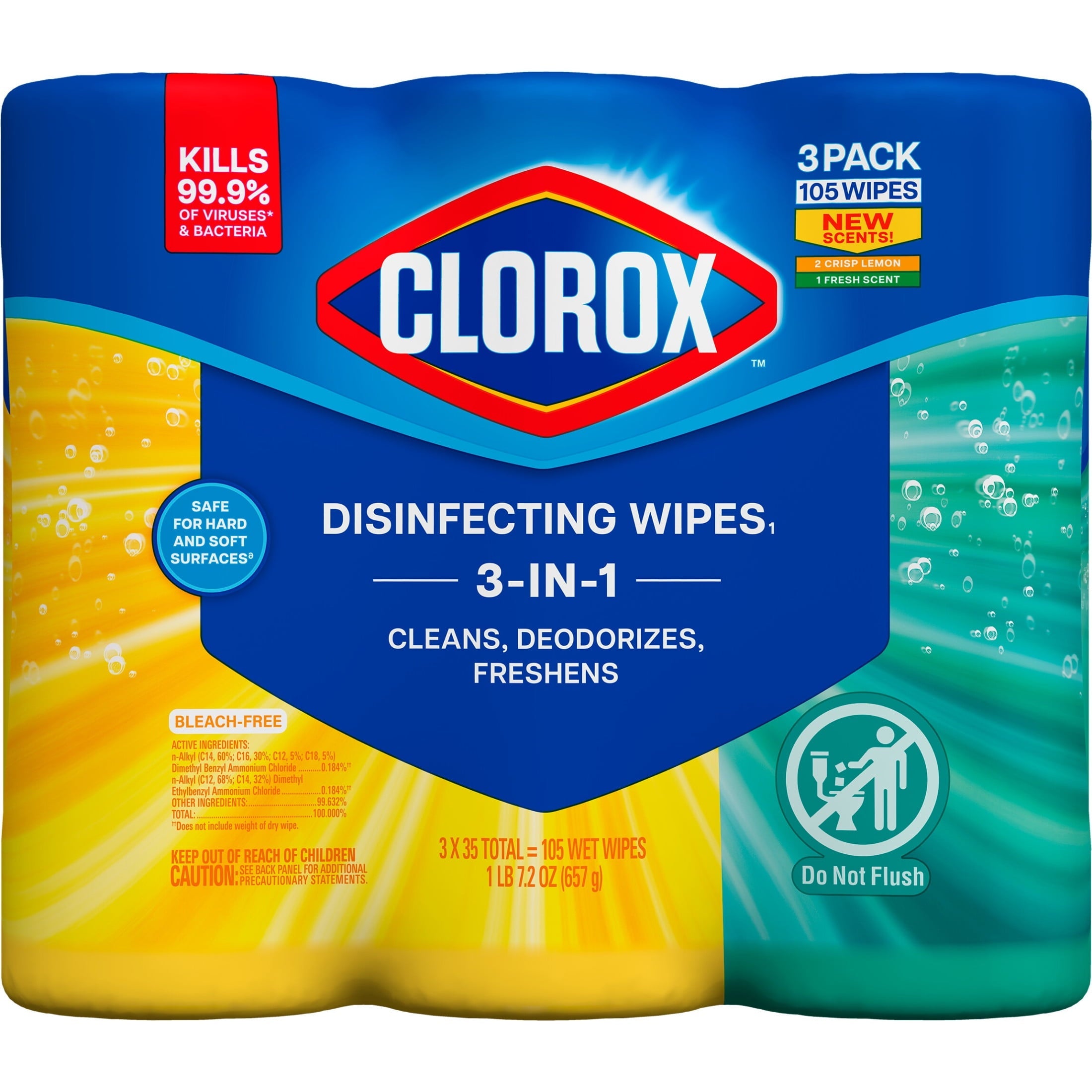 Clorox Bleach-Free Disinfecting and Cleaning Wipes. 35 Count Each. 3 Pack
