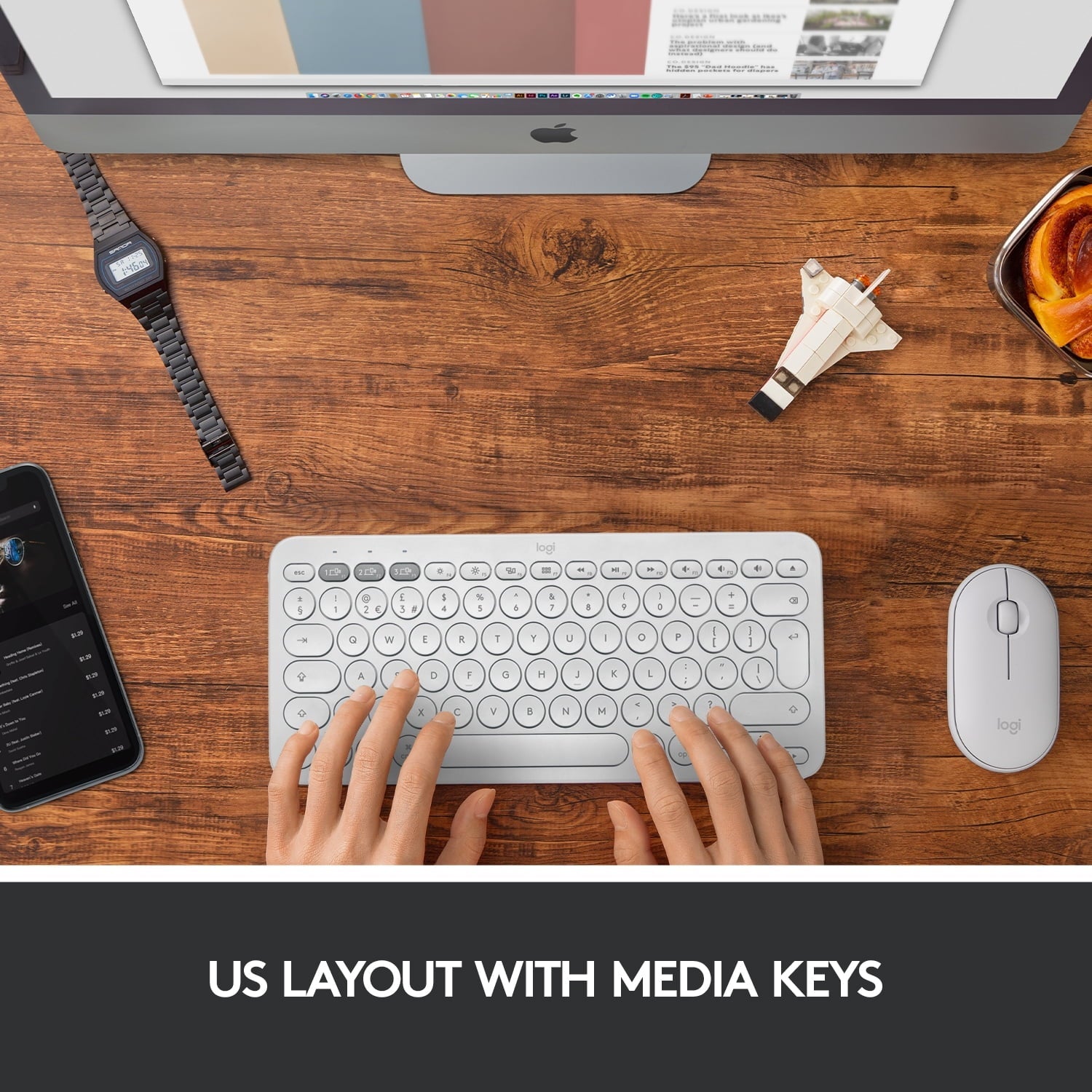 Logitech K380 Multi-Device Bluetooth Keyboard. Slim. Off-White