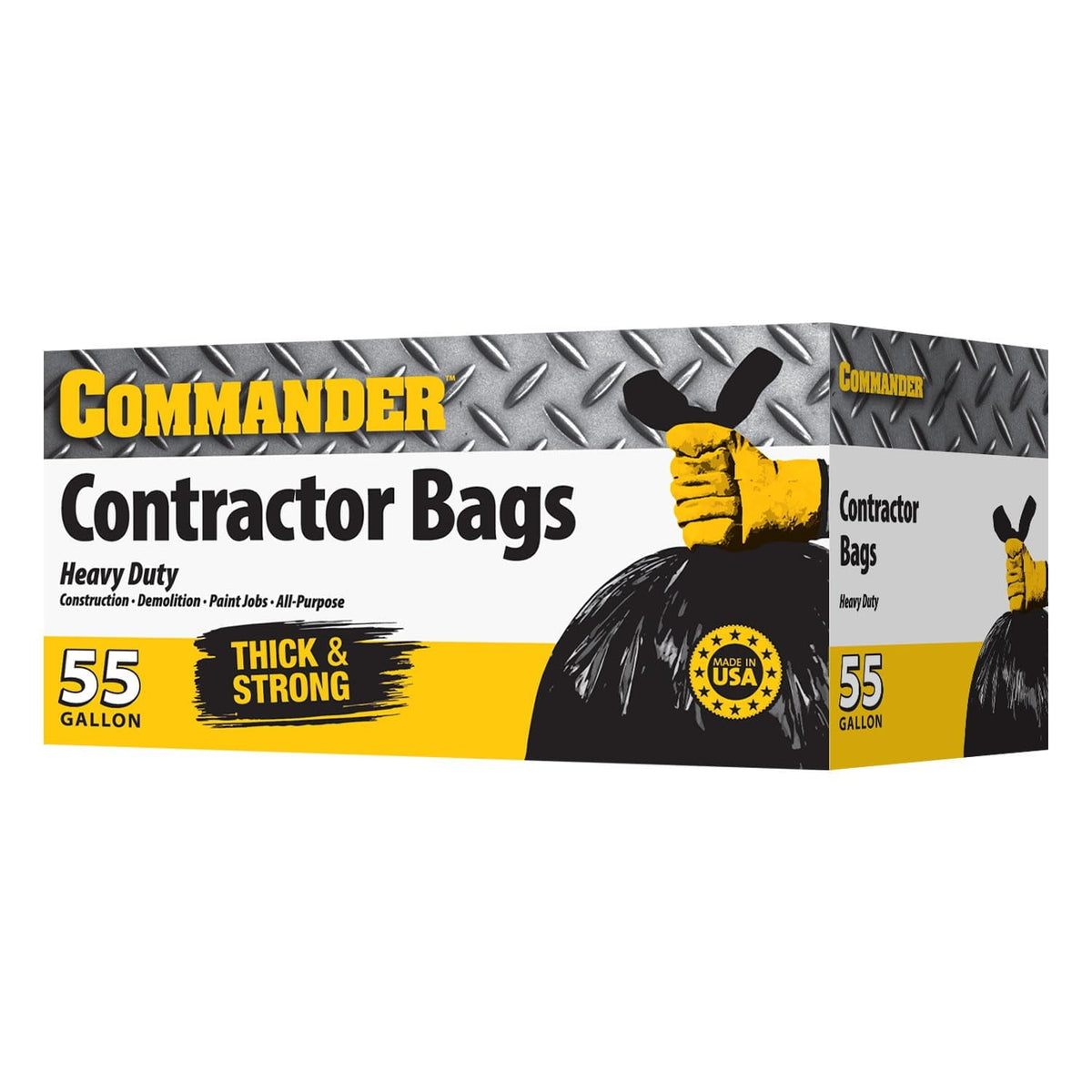 Commander 55 Gallon 3 MIL (eq) Heavy Duty Contractor Bags with Flap Ties - 36 x 56 with flaps - Pack of 10 - For Contractor. Industrial. & Outdoor