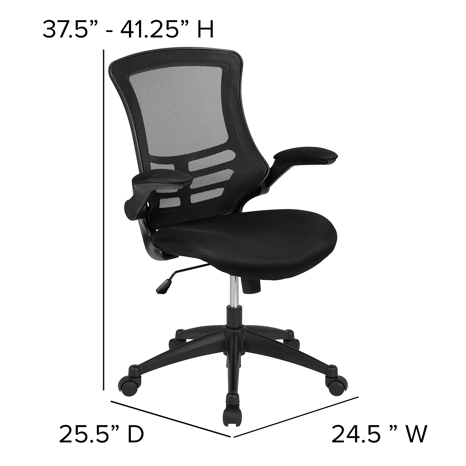 Flash Furniture Kelista Ergonomic Mesh Swivel Mid-Back Task Office Chairs Black (5BLX5MBK)
