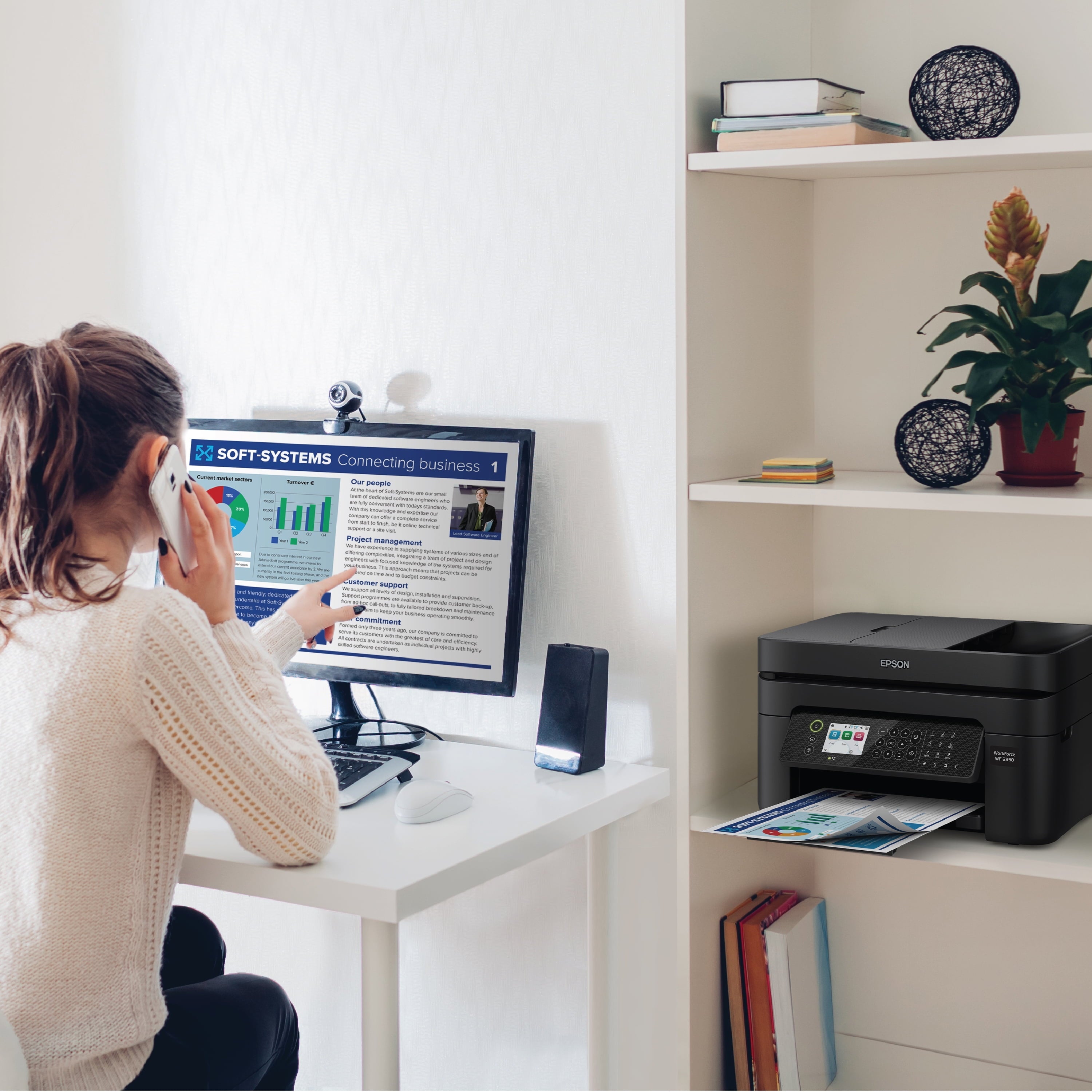 Epson WorkForce WF-2950 All-in-One Wireless Color Printer with Scanner. Copier and Fax
