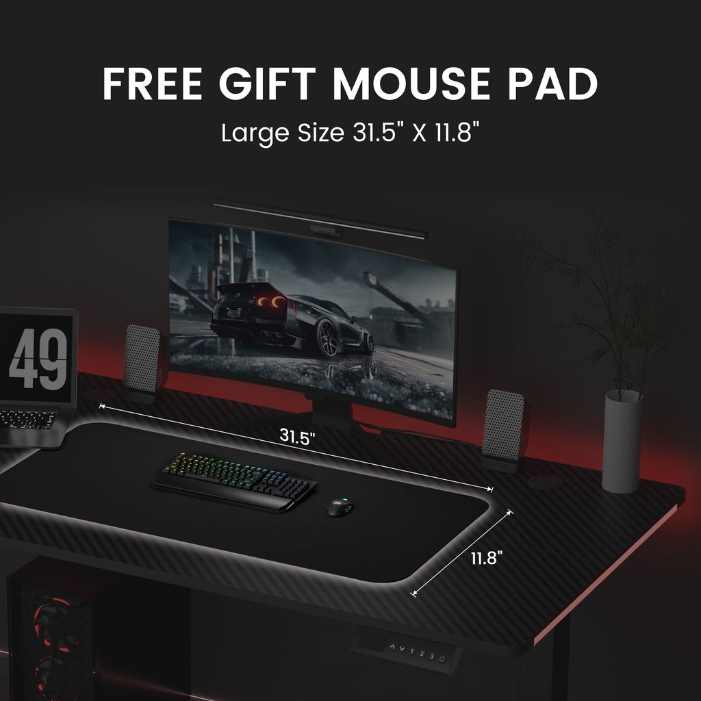 GTRACING Adjustable Height RGB Electric Sit or Stand Computer Desk with LED Lights. Black