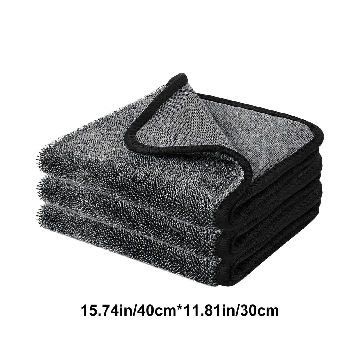 3 Pack Microfiber Car Drying Towels. Thickened Twisted Braid Design for Superior Water Absorption and Scratch-Free Cleaning. 30x40cm Gray Multi-Function Auto Detailing Cloths