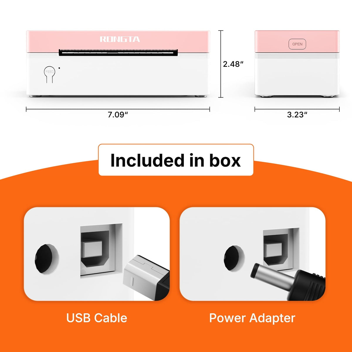 Rongta Bluetooth Shipping Label Printer. Wireless 4x6 Thermal Label Printer for Shipping Packages. Pink