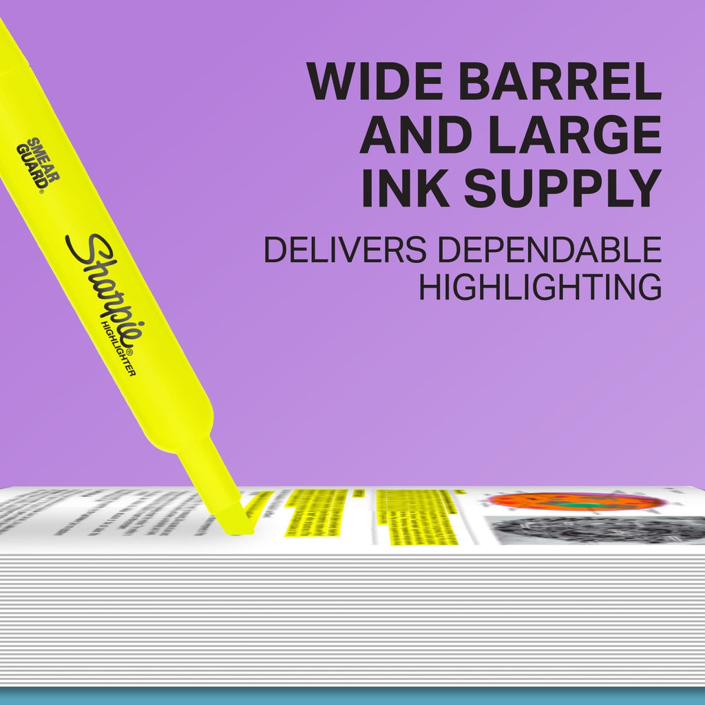 Sharpie Highlighters. Smear Guard. Assorted Colors. 12-Count