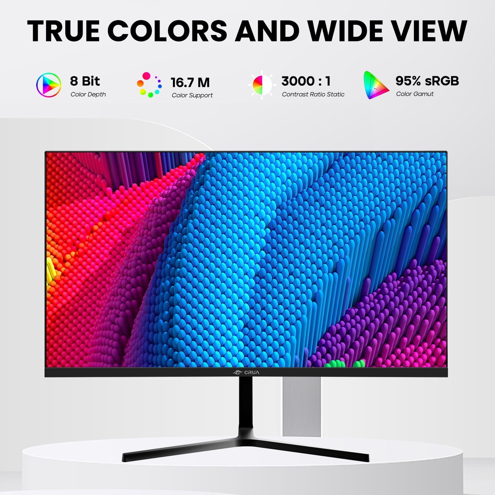 CRUA 22 inch FHD 1080P Computer Monitor - 100Hz VA Panel with 3-Side Frameless Design. Eye-Care Technology & VESA Mount. HDMI/VGA Ports (Black)