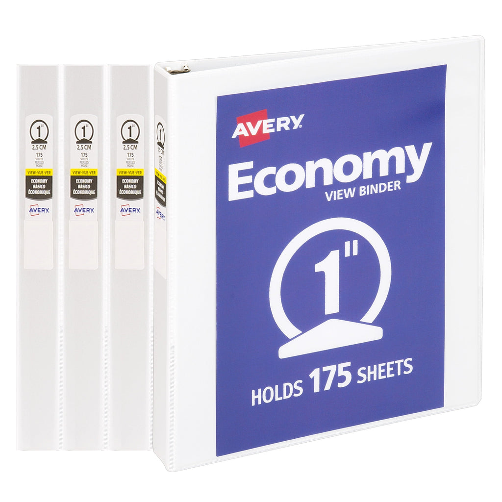 Avery Durable View Binders. 1 Inch. Assorted. 4-Pack