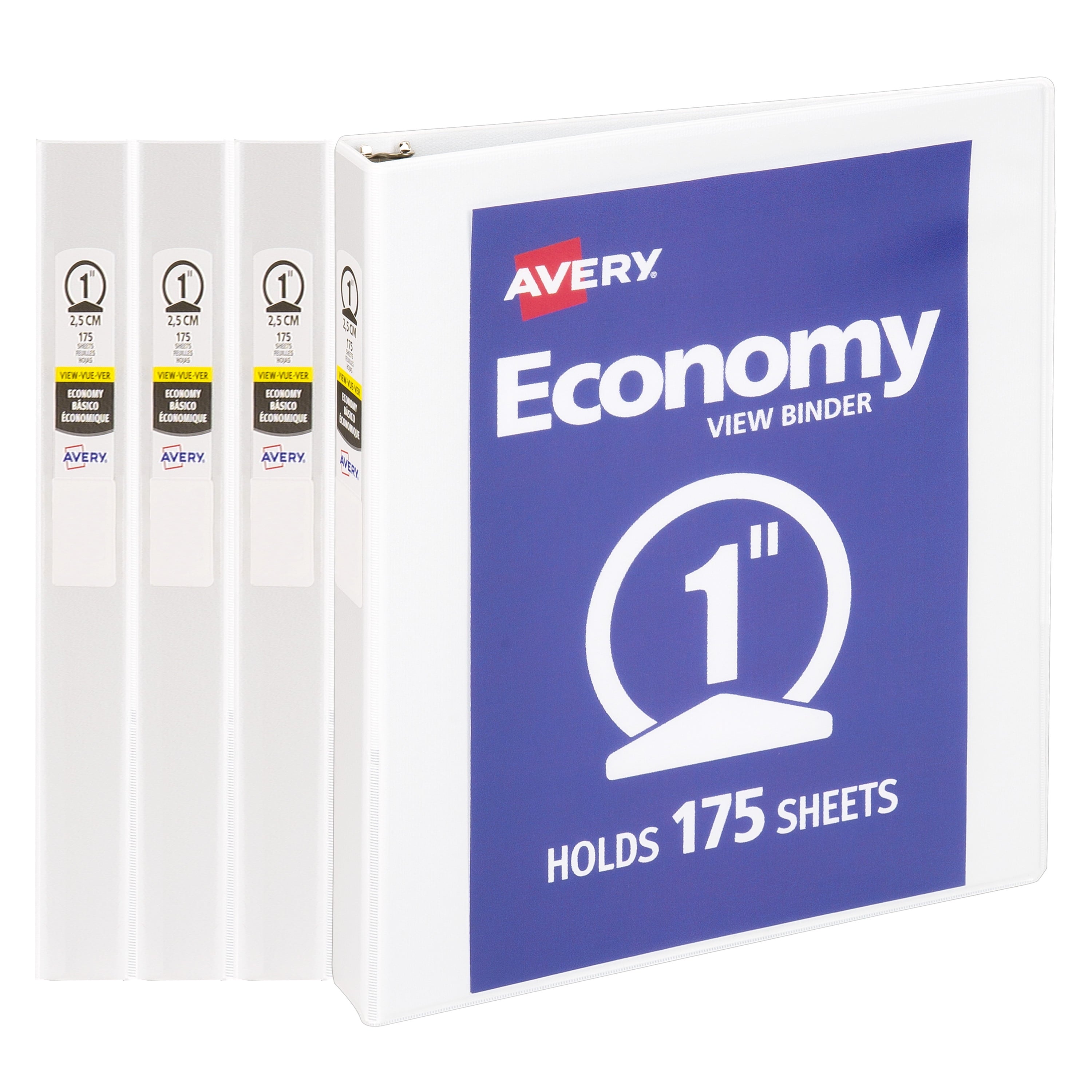 Avery Durable View Binders. 1 Inch. Assorted. 4-Pack
