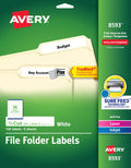 Avery File Folder Labels. 1/3-Cut. 2/3 x 3-7/16. White. 150-Pack