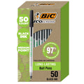 BIC Ecolutions Round Stic Ball Point Pen. Black. 1.0mm Medium Point. 50 Pack