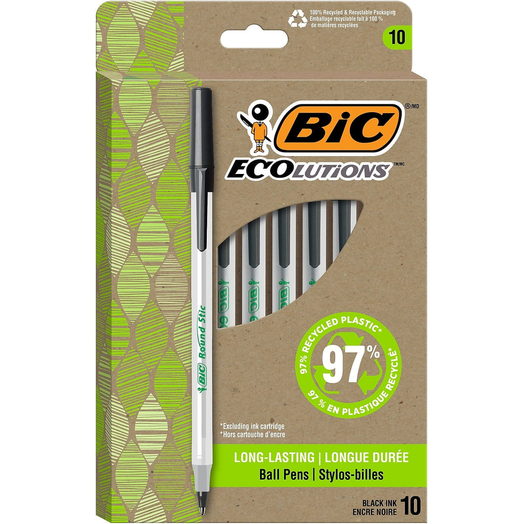 BIC ReVolution Round Stic Ballpoint Pens. Medium Point. Black
