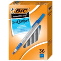 BIC Round Stic Grip Xtra Life Ball Pen. Medium Point (1.2mm). Blue. 36-Count