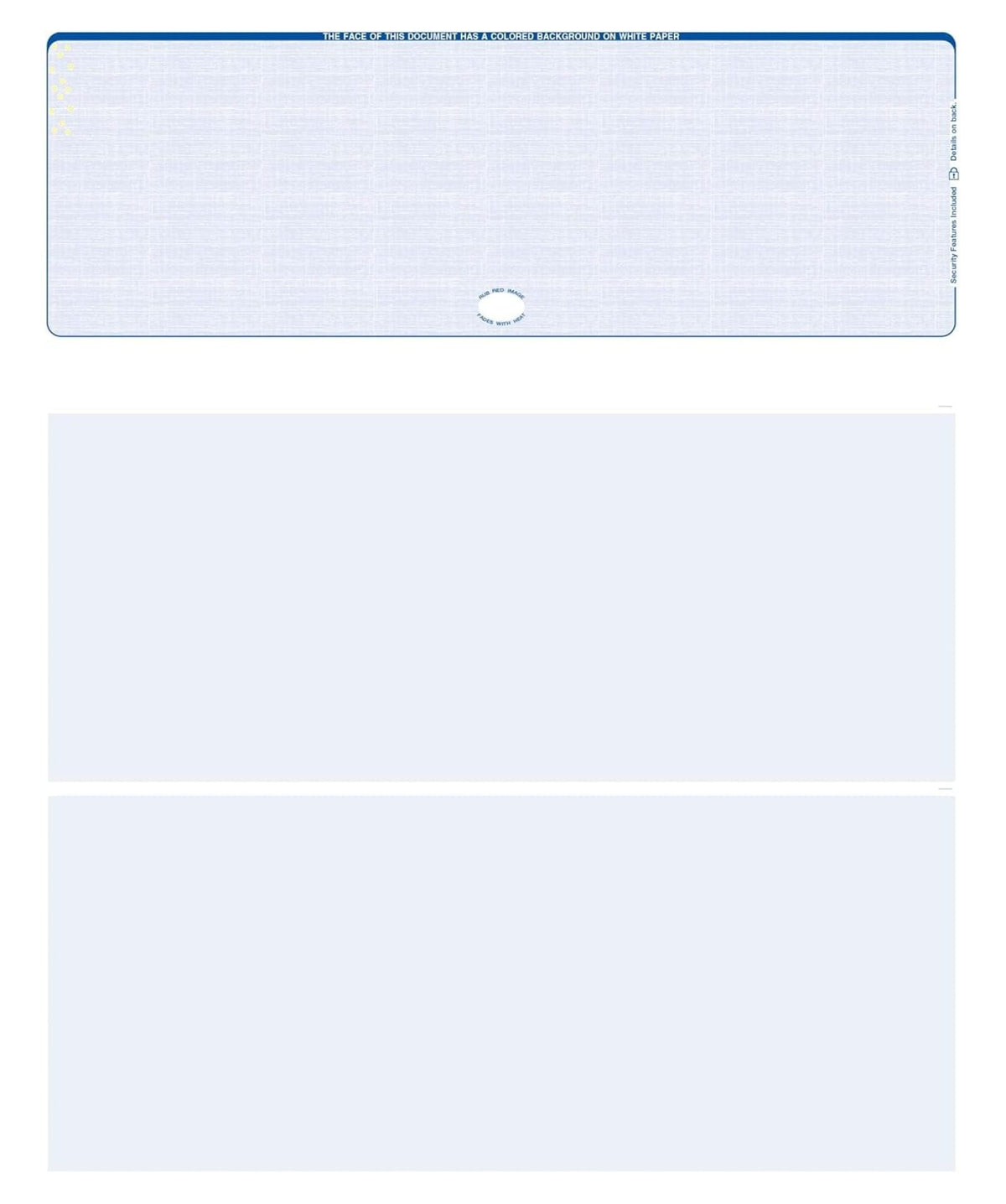 Blank Laser Checks. Top Position. Blue. 500 Count. Software Compatible