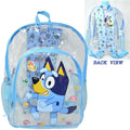 Bluey 16 Clear Backpack for Kids. Transparent Bag with Side Mesh Pockets