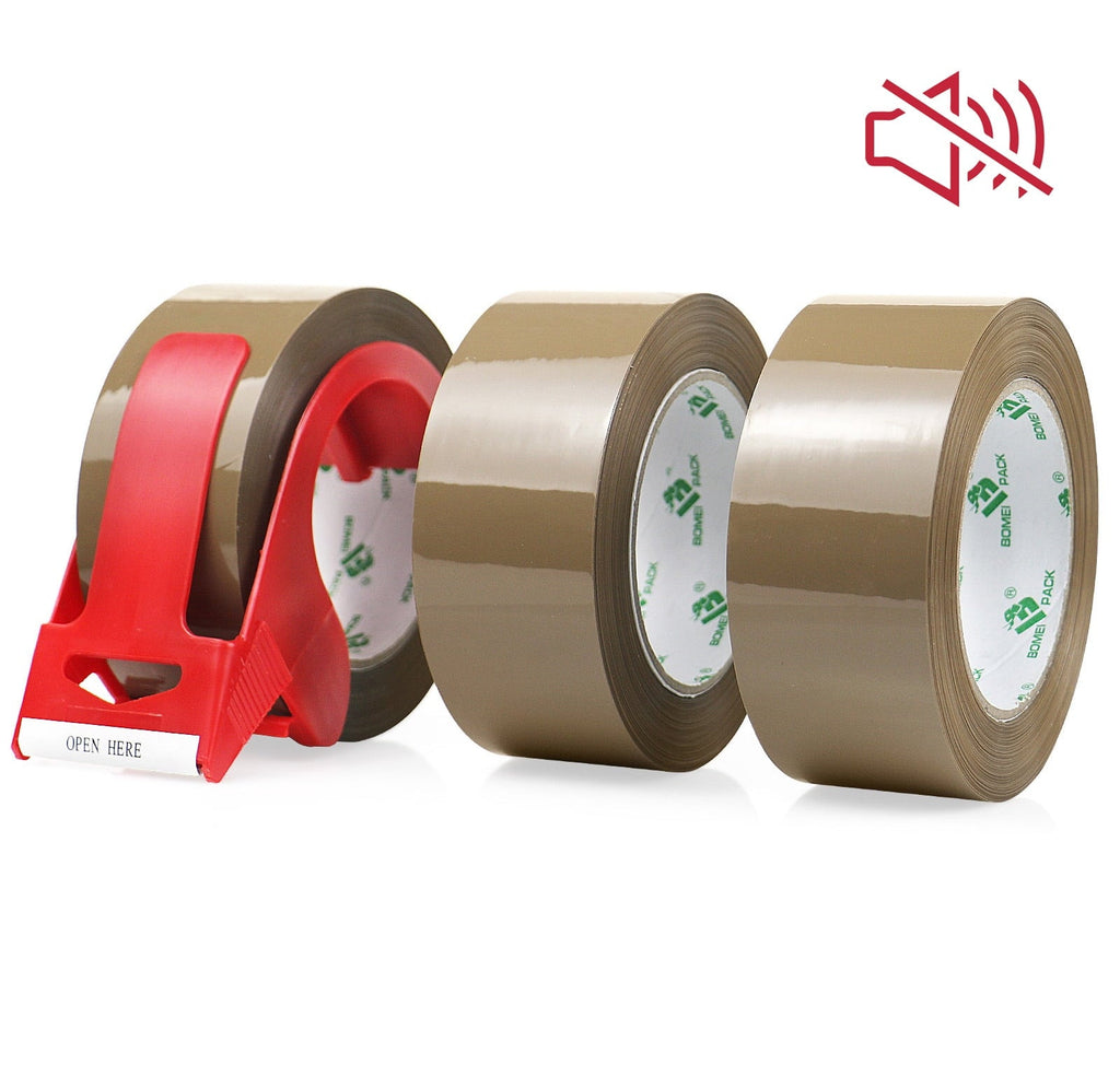 Bomei Pack No-Noise Heavy Duty Brown Packing Tape. 3 Pack. 1.88 in x 110 yd