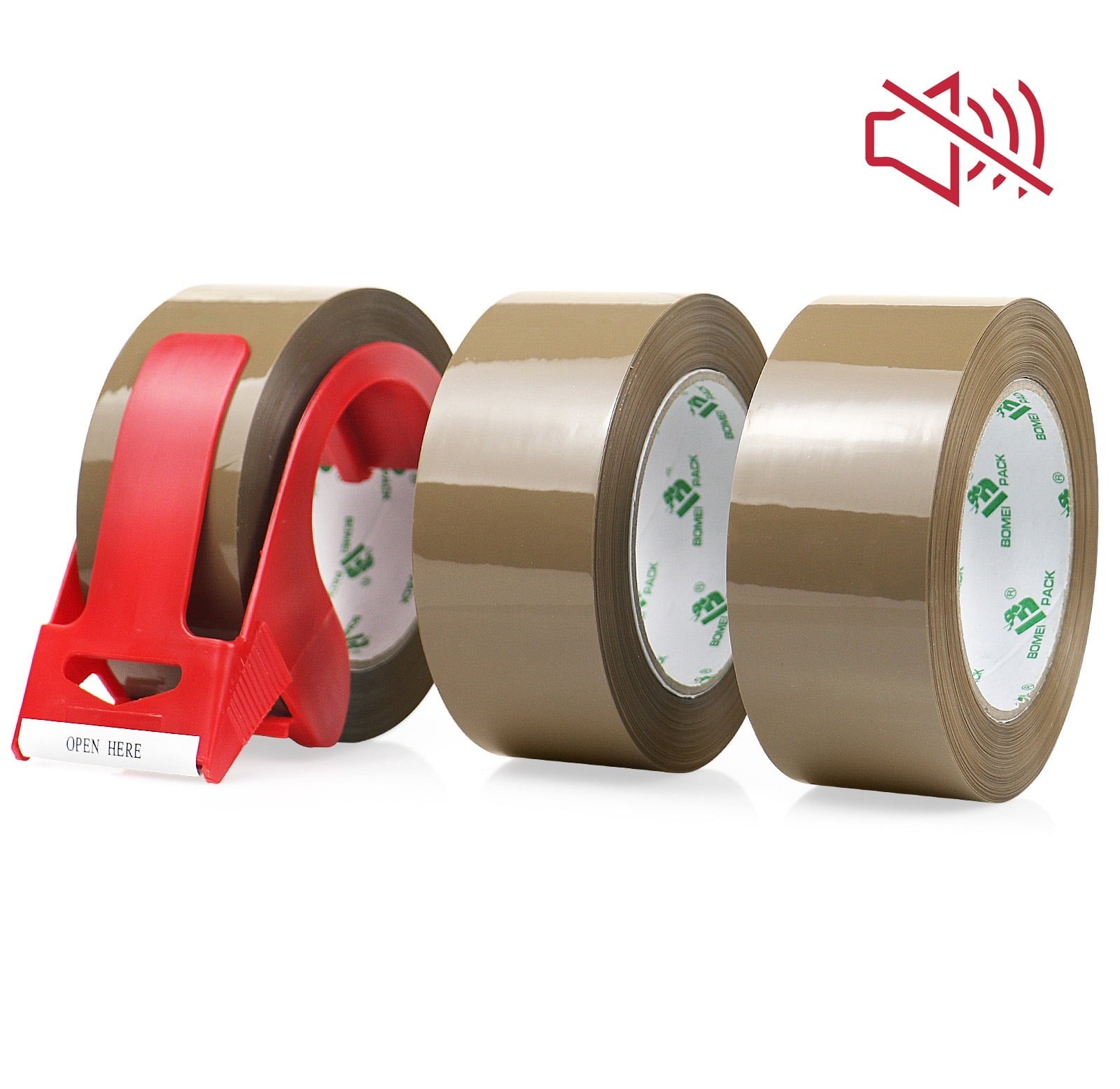 Bomei Pack No-Noise Heavy Duty Brown Packing Tape. 3 Pack. 1.88 in x 110 yd