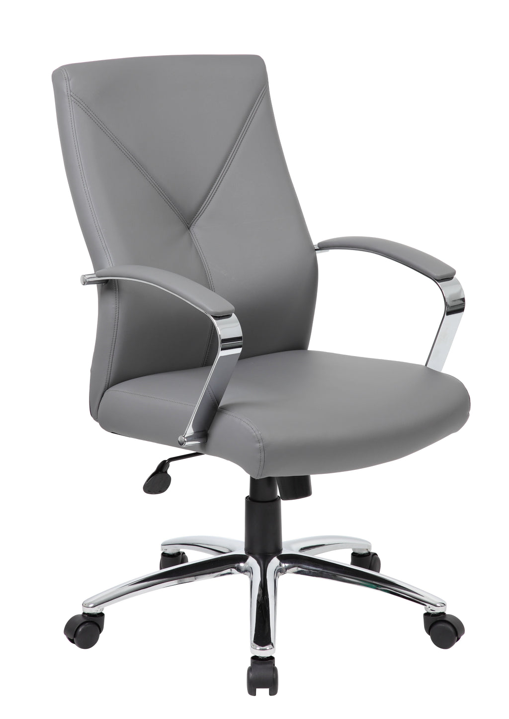 Boss Office Products LeatherPlus Home Office Adjustable Executive Chair with Casters. Grey