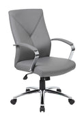 Boss Office Products LeatherPlus Home Office Adjustable Executive Chair with Casters. Grey