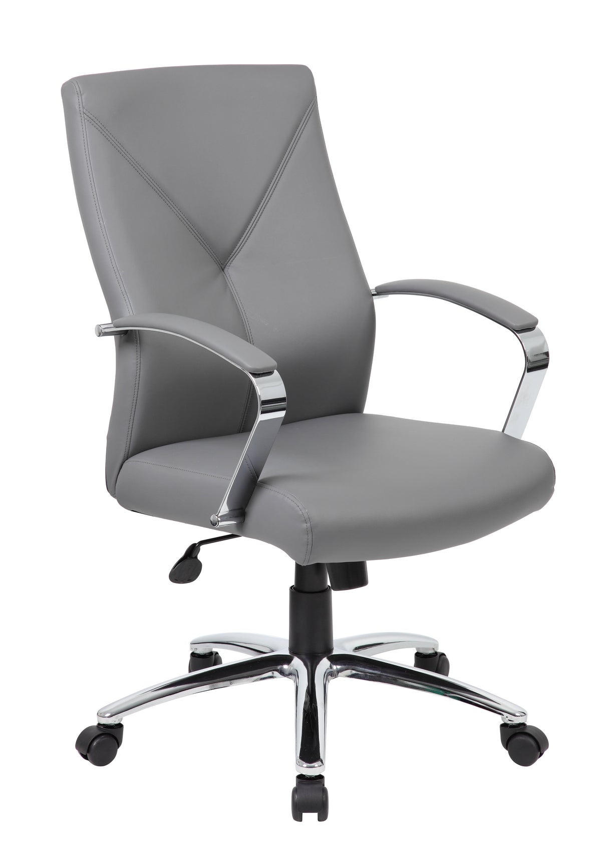Boss Office Products LeatherPlus Home Office Adjustable Executive Chair with Casters. Grey
