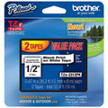 Brother TZe-231 Laminated Label Tape. 12mm Black on White. 2-Pack