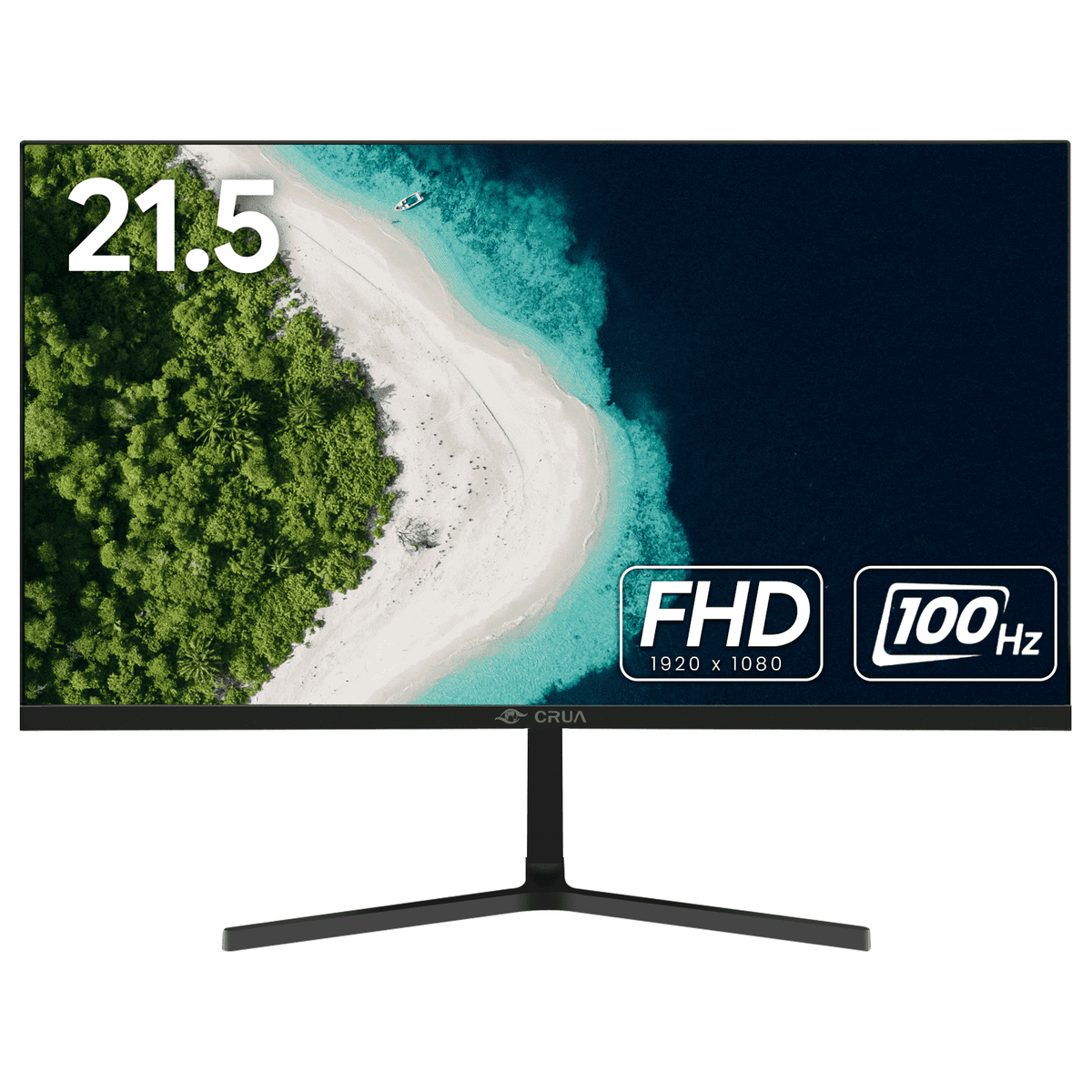 CRUA 22 inch FHD 1080P Computer Monitor - 100Hz VA Panel with 3-Side Frameless Design. Eye-Care Technology & VESA Mount. HDMI/VGA Ports (Black)