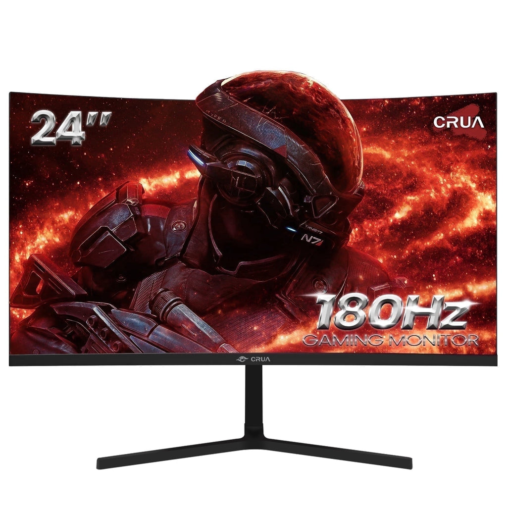 CRUA 24 165Hz/180Hz Curved Gaming Monitor.FHD 1080P Computer Monitor.FreeSync.120% SRGB.Low Motion Blur-Black