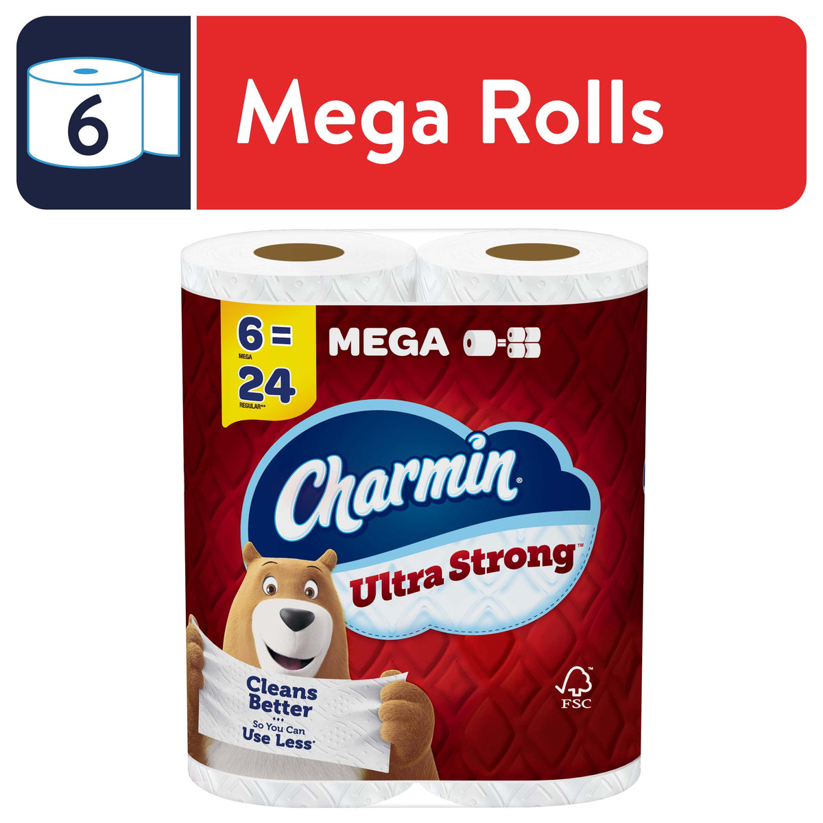 Charmin Ultra Strong Toilet Paper. Mega Rolls. 242 Sheets per Roll. 6 Count
