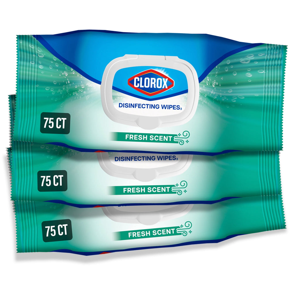 (3 pack) Clorox Disinfecting Cleaning Wipes Flex Pack. Bleach Free. Fresh Scent. 75 Count