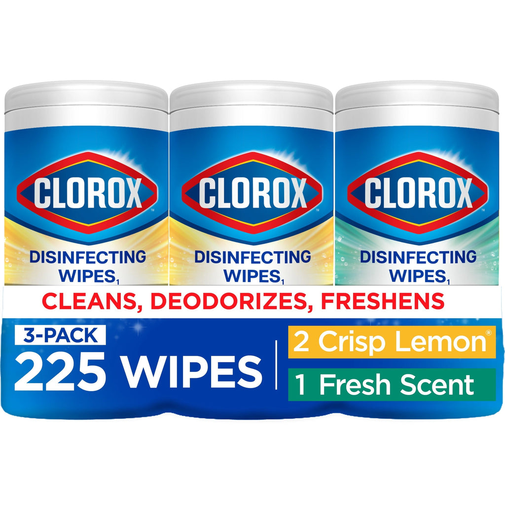 Clorox Disinfecting Cleaning Wipes Variety Pack. Bleach Free. Fresh Scent and Crisp Lemon. 75 Count Each. Pack of 3
