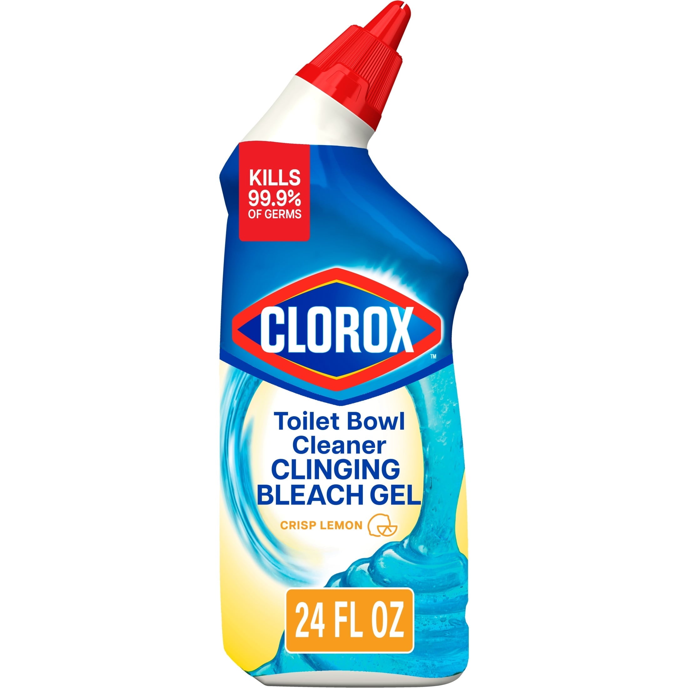 Clorox Toilet Bowl Cleaner Clinging Bleach Gel. Crisp Lemon. 24 fl oz
