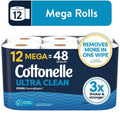 Cottonelle Ultra Clean Toilet Paper. Strong Tissue. 12 Mega Rolls