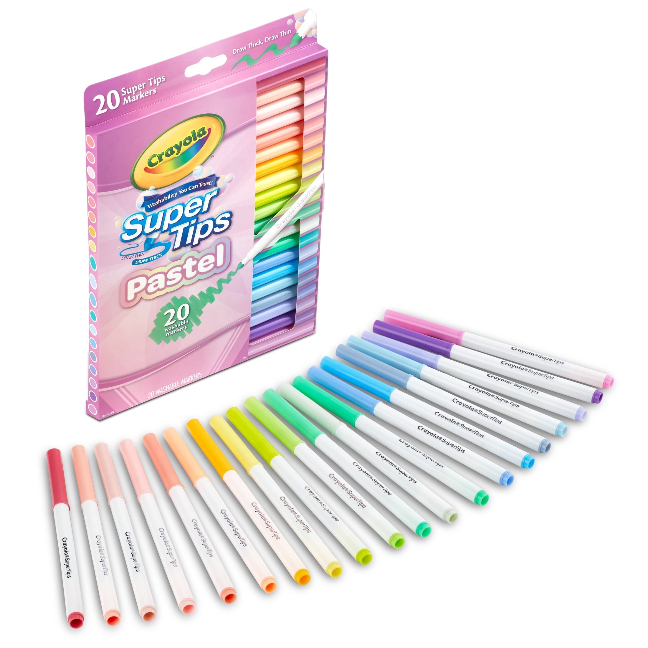 Crayola Super Tips Washable Markers. Pastel. 20 Count