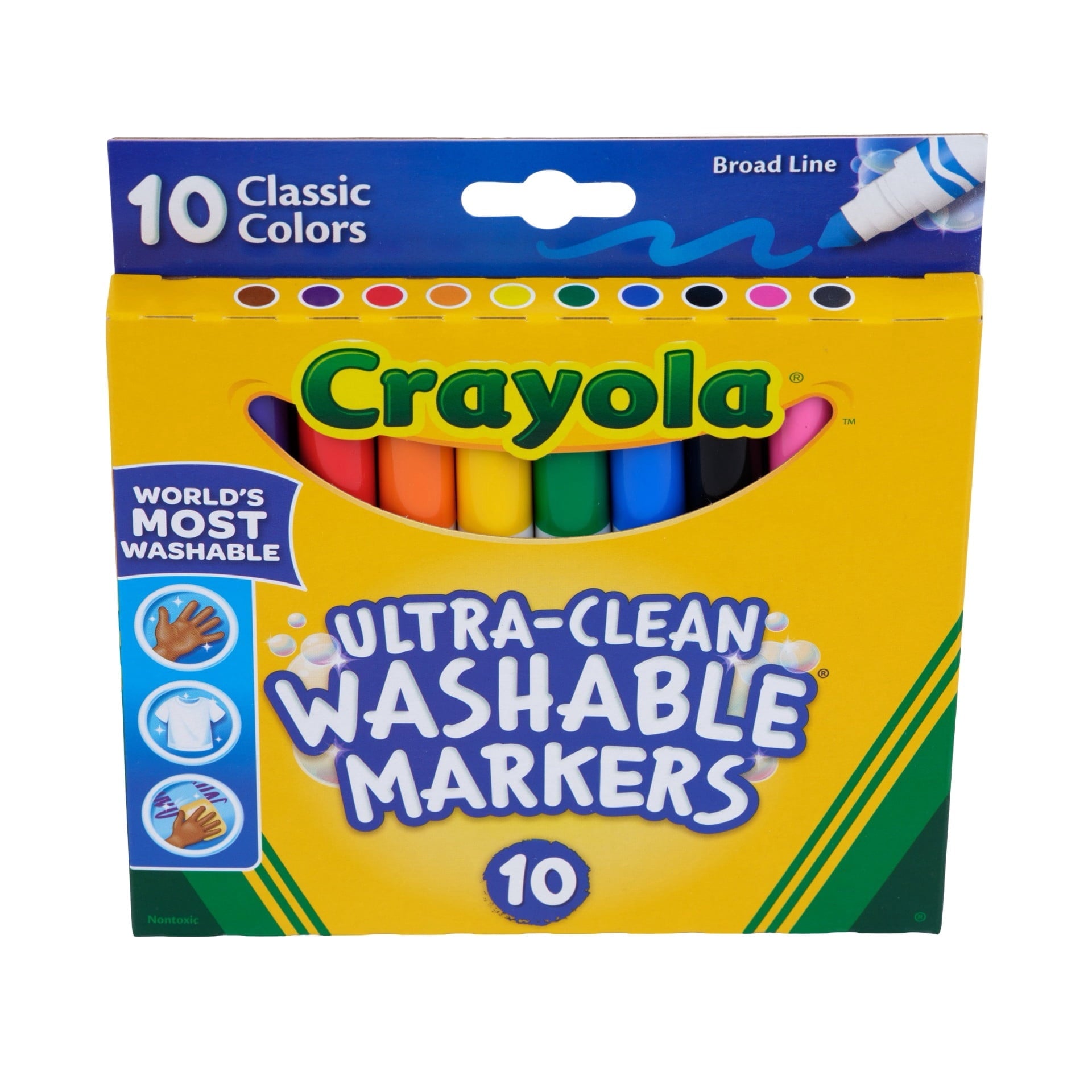 Crayola Ultra-Clean Washable Broad Line Markers. 10 Count