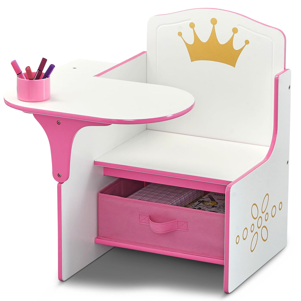 Delta Children Princess Crown Task Chair Desk with Storage Bin. Greenguard Gold Certified