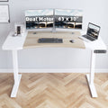 Dual Motor Height Adjustable Standing Desk 63 x 30''  Height Adjustable Computer Desk Sit Stand Desk Home Office Desks with Splice Board White Frame + White Top