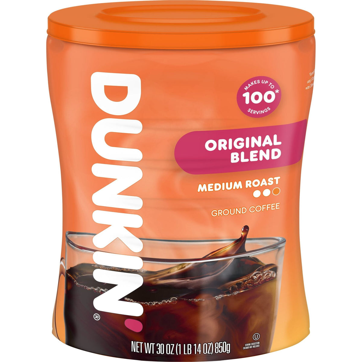 Dunkin' Original Blend Medium Roast Ground Coffee. 30 oz Canister