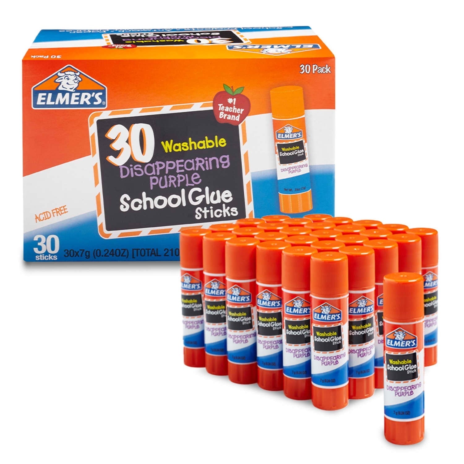 Elmer's Washable Disappearing Purple Glue Sticks. 30-Count