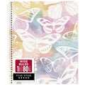 Five Star 1-Subject Wide Ruled Notebook Plus Study App. 8 x 10.5 in. Pastel Butterfly. 80 Sheets