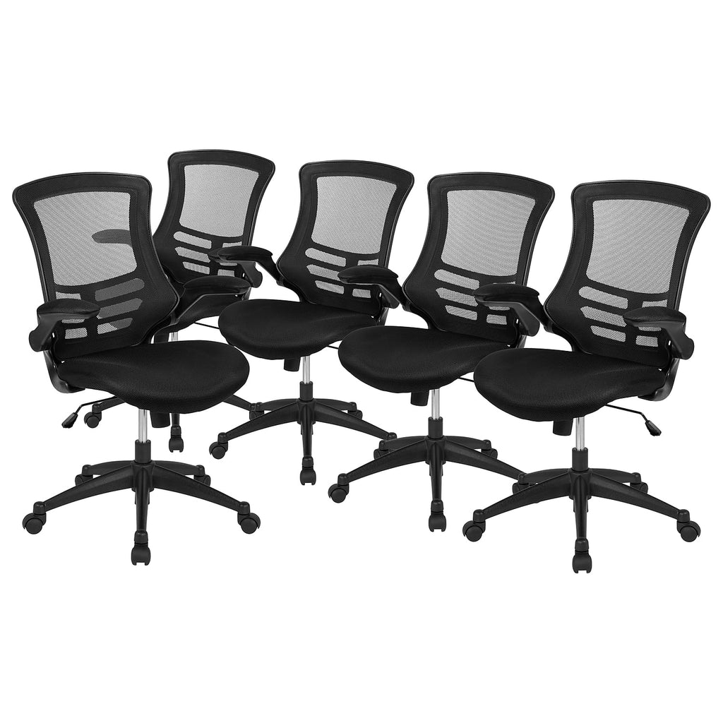 Flash Furniture Kelista Ergonomic Mesh Swivel Mid-Back Task Office Chairs Black (5BLX5MBK)