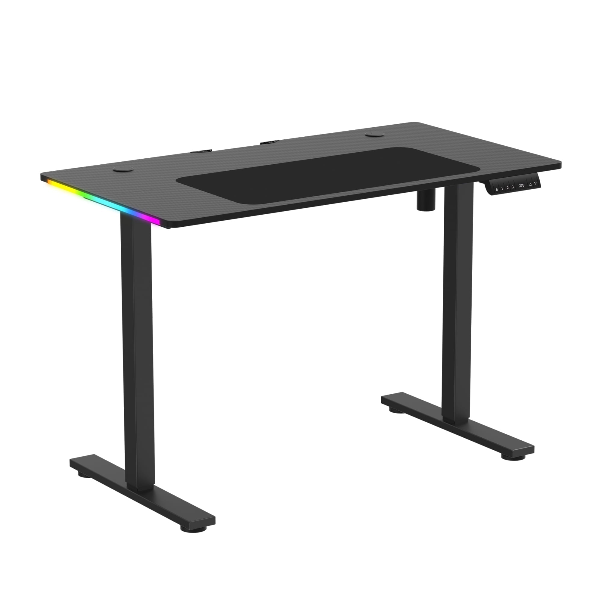 GTRACING Adjustable Height RGB Electric Sit or Stand Computer Desk with LED Lights. Black